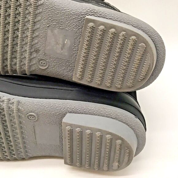 Khombu Rain Boots Women’s 8 Black & Gray Waterproof Faux Fur Lined Winter Shoes - Picture 10 of 11